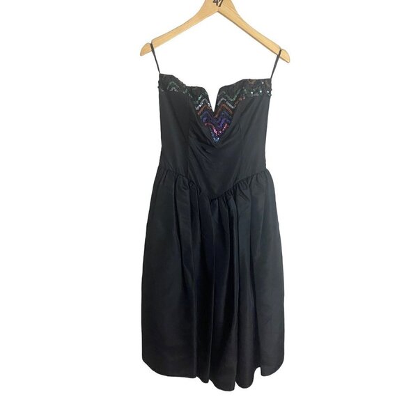 Vintage Jessica McClintock Gunne Sax Black Embellished Cocktail Dress - 7/8 - Picture 1 of 12